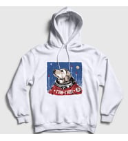 Presmono Unisex Beyaz Gav Gav Astronaut Space Astronot Uzay Kapüşonlu Sweatshirt 282417tt
