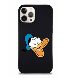 Apple iPhone 12 Pro Soft Premier Kapak Donald Duck-E Tasarımlı Silikon Kılıf - Siyah (Şeffaf)