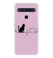 TCL 10L 10 Plus 10SE 20E 20SE 30SE L7 Kılıf Desemli Silikon Pink Cat Heart 1303