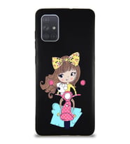 Samsung Galaxy A71 Soft Premier Kapak Vespagirl Tasarımlı Silikon Kılıf - Siyah (Şeffaf)