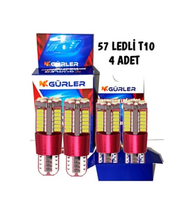 Canbus T10 Led Ampul 4 Adet Park Led Plaka Led Tavan Led 57 Ledli Beyaz Renk