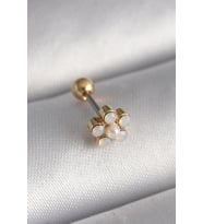 316L Çelik Gold Renk Zirkon Taşlı Çiçek Model Tragus Piercing 5886