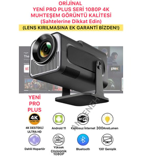 Yüksek Çözünürlüklü Taşınabilir Akıllı Projektör, WiFi ve Bluetooth ile