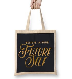 Belief Believe In Your Future Self Bez Çanta Uzun Saplı