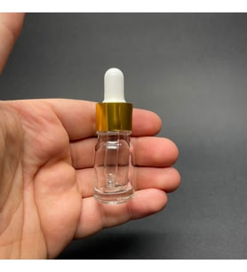 5Ml Şeffaf Cam Damlalıklı Şişe , Gold Metalik Kapak  ,  5 Cc Saydam Cam Damlalıklı Şişe x 6 Adet