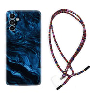 Samsung A23 A31 A32 A50 A51 A52 A53 A70 Kılıf Boyun Asklı Rasta Silikon Blue MArble 1379