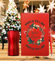 Yılbaşı İçin Kişiye Tasarım Özel Defter Kalem & Termos Mug Hediye Seti