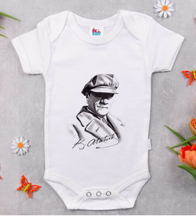 BK Kids Atatürk Temalı Beyaz Bebek Body Zıbın-17