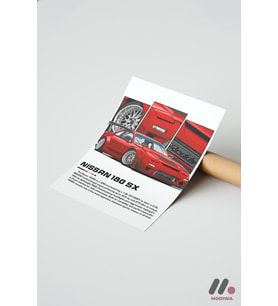 Nissan 180SX JDM Araba Posteri, Çerçevesiz Yüksek Kalite Duvar Afişi - Oto Severlere