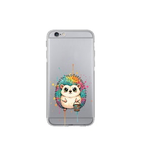 iPhone 6 Plus ile Uyumlu Splash Kirpi Tasarımlı Şeffaf Silikon Kılıf
