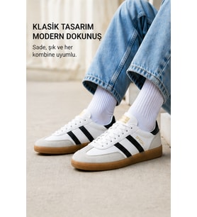Timeless Classic Beyaz Siyah Premium Konfor & Zamansız Stil Günlük Unisex Sneaker Ayakkabı