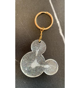 Şeffaf Renk Ve Simli Mickey Mouse Anahtarlık Gold Aksesuarlı El Yapımı Epoksi Hediyelik (Çok Renkli)