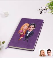 BK Gift Kişiye Özel Sevgililer Karikatürlü Mor Termo Deri Defter Model 94