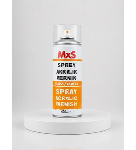 MxS Akrilik Parlak Vernik Spreyi 400 ml – Şeffaf Koruyucu Son Kat