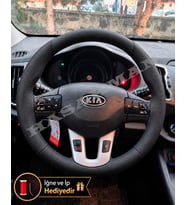 Kia Sportage SL Dikme Direksiyon Kılıfı Premium Komple Delikli Deri Siyah Dikiş 2010-2015
