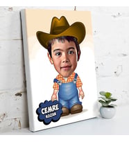 Kovboy Çocuk Karikatürlü Kanvas Tablo