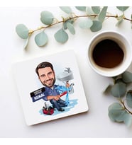Kişiye Özel Tesisatçı Adam Karikatürlü Bardak Altlığı