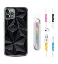 Apple iPhone 11 12 13 14 Pro Max Kılıf Kablo Koruma Spiral Silikon Prizmalar 1782