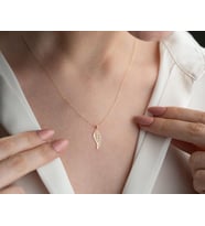 Kişiye Özel 925 Ayar Gümüş Melek Kanadı Model Kolye (Gold)