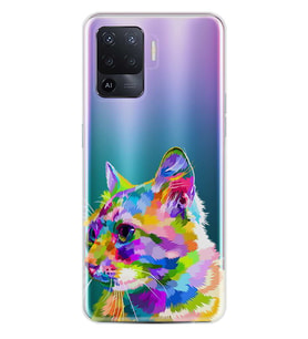 Kılıfland Oppo Reno 5 Lite Kılıf Silikon Resimli Kapak Colorfuly Cat Stok 911
