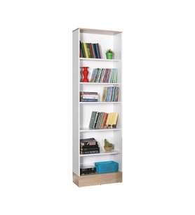 Adore Mobilya Base 6 Raflı Kitaplık -İtalyan Meşe-Mat Beyaz 60x197x26 cm (GxYxD)