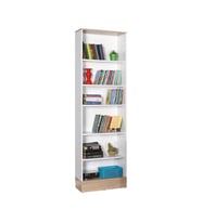Adore Mobilya Base 6 Raflı Kitaplık -İtalyan Meşe-Mat Beyaz 60x197x26 cm (GxYxD)