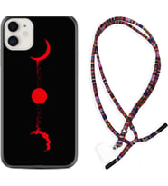 Apple iPhone 11 12 13 Mini Kılıf Boyun Asklı Rasta Silikon Red Moon 1710
