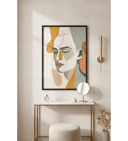 Soyut Portre Modern Minimalizm 1. Kalite Ahşap Çerçeveli Tablo