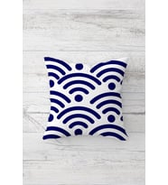Wifi Desenli Çift Tarafı Baskılı Gizli Fermuarlı Yastık Kılıfı Kırlent Koltuk Yastık Kılıfı (Lacivert-Beyaz)