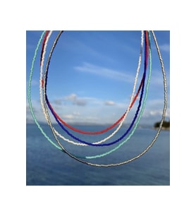 Kum Boncuk Kolye siyah-beyaz-pembe-mavi-kırmızı-yeşil-mor-bordo 45 cm