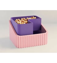 3D Baskı Fıstık Kasesi - Çift Hazneli Kabuk Ayırıcı Sunum Kasesi - Pembe Mor