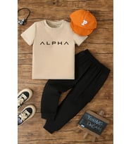 Çocuk Alpha Alt - Üst Eşofman Takımı (Bej)
