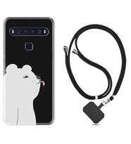 TCL 10L 10 Plus 10SE 20E 20SE 30 L7 Kılıf Boyun Askılı Silikon Panda Sevimli 1738