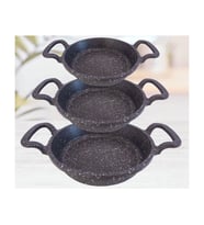 Siyah Döküm Sahat Set 3lü Set 18-20-22 CM Omlet Tava Set