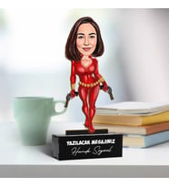 Aksiyon Seven Kadın Karikatürlü Biblo
