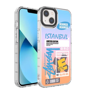 Apple iPhone 13 Kılıf Renkli Desenli Sert Silikon Zore Korn Kılıf NO1