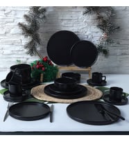 Keramika Mat Siyah Stackable Yemek/Kahvaltı Takımı 20 Parça 4 Kişilik