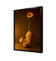 Vazoda Sarı Ayçiçeği Çerçeveli Mdf Tablo