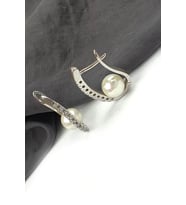 incili tasarım gümüş halka küpe 2cm