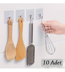 10 ADET Kendinden Yapışkanlı Şeffaf Askı