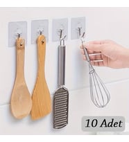 10 ADET Kendinden Yapışkanlı Şeffaf Askı