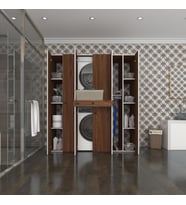 Kenzlife çamaşır-kurutma makinesi dolabı nazzam cvz 187*170*60 çekmeceli raflı banyo (Beyaz)