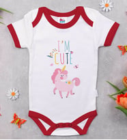 BK Kids I'm Cute Tasarımlı Kırmızı Bebek Body Zıbın-1