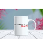 Çok Güzelsin Ama Yengen Kızar Yazılı Esprili Kupa Bardak (Beyaz)