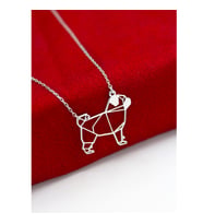 925 Ayar Gümüş Origami Pug Cins Köpek Kolye