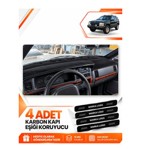 JEEP GRAND CHEROKEE (1993-1998) Uyumlu Ön Torpido Koruma Kılıfı Halısı - Siyah