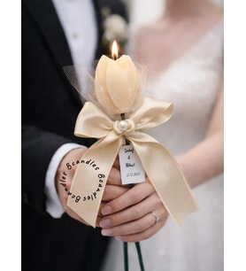 İncili nikah hediyesi lale mum