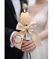İncili nikah hediyesi lale mum