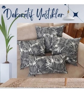 Çift Tarafı Baskılı Dekoratif Modern Kırlent Kılıfı Ve Silikon Dolgulu Iç Yastık