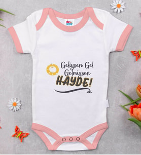 BK Kids Geliysen Gel Tasarımlı Pembe Bebek Body Zıbın-1